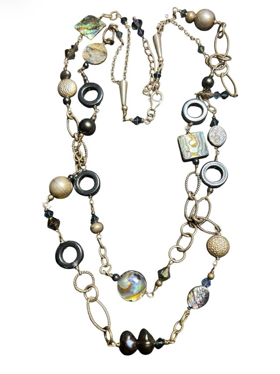 Silpada Jewelry - Silpada Sterling Silver Abalone Mother of Pearl Onyx Hematite Pearl Necklace